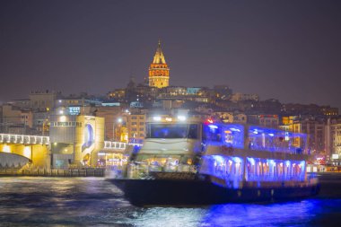 Galata Kulesi, Galata Köprüsü, Karaköy ilçesi ve Golden Horn, İstanbul - Türkiye