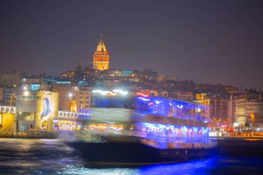 Galata Kulesi, Galata Köprüsü, Karaköy ilçesi ve Golden Horn, İstanbul - Türkiye