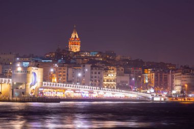 Galata Kulesi, Galata Köprüsü, Karaköy ilçesi ve Golden Horn, İstanbul - Türkiye