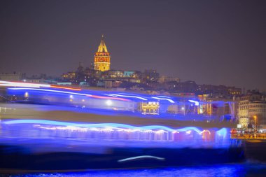Galata Kulesi, Galata Köprüsü, Karaköy ilçesi ve Golden Horn, İstanbul - Türkiye