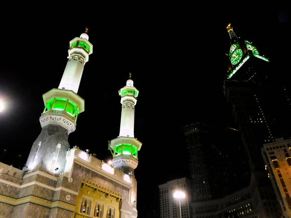 Кааба Святое Место Мусульман Замзам Башня Минаретами — стоковое фото