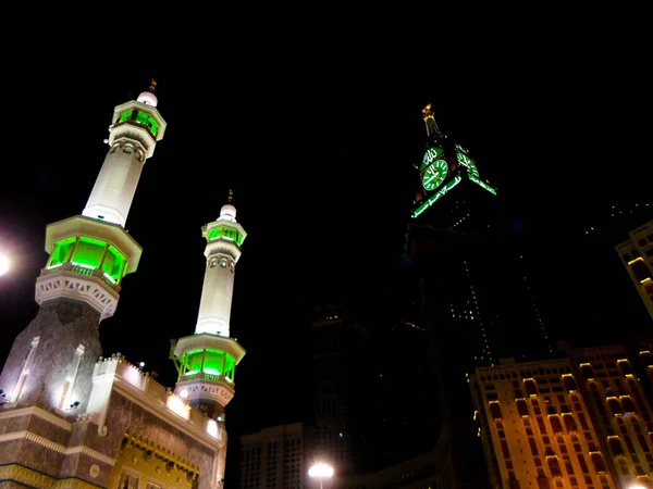 Kaaba Lugar Sagrado Los Musulmanes Torre Zamzam Con Minaretes —  Fotos de Stock