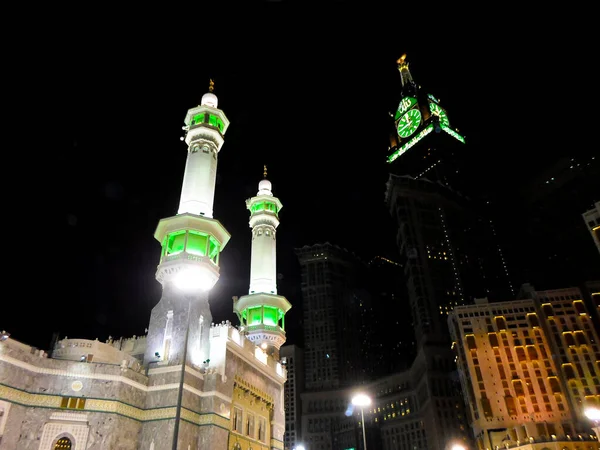 Kaaba Holy Place Muslims Zamzam Tower Minarets — стокове фото