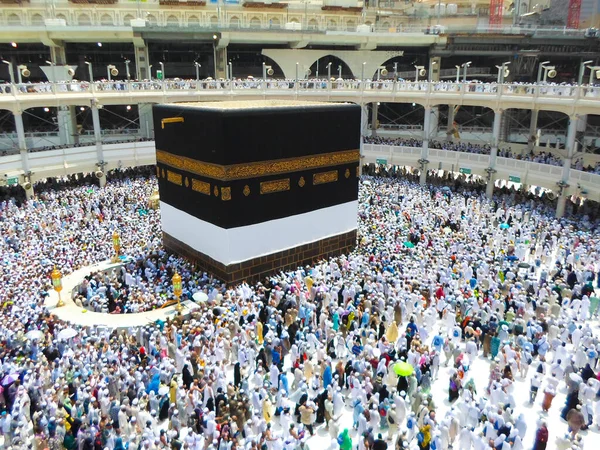 Мекка Саудовская Аравия Мусульмане Молятся Вместе Святом Месте — стоковое фото