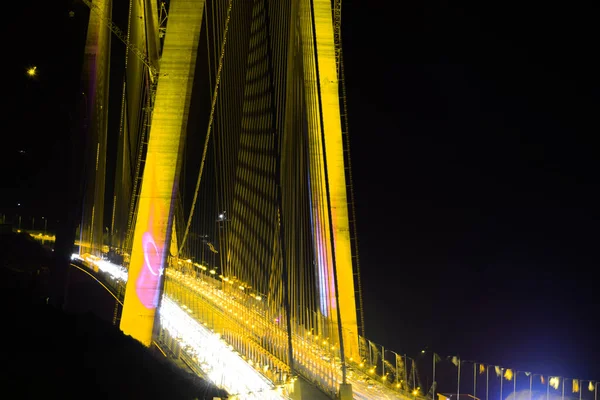 Yavuz Sultan Selim Bridge Istanbul Turkey Evening Illumination 3Rd Bosphorus — Zdjęcie stockowe
