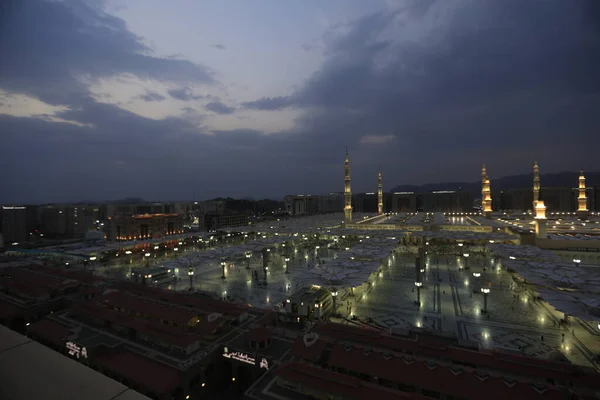 Masjid Nabawi Madinah Munawwarah Royaume Arabie Saoudite Photo Nuit Nabawi — Photo