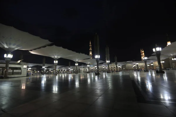 Masjid Nabawi Madinah Munawwarah Konungariket Saudiarabien Nattfoto Nabawi Almadina Almunawara — Stockfoto