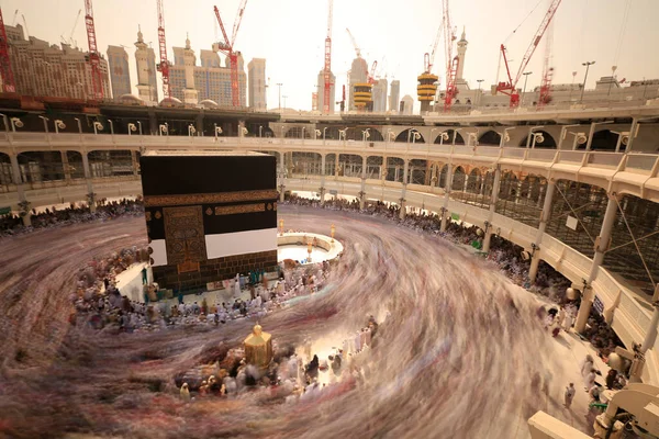 Crowd People Making Tawaf Holy Kaaba Makkah Umra Hajj View — Fotografia de Stock
