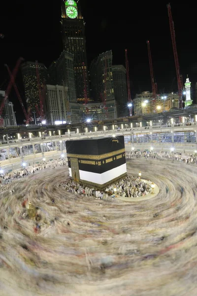 Crowd People Making Tawaf Holy Kaaba Makkah Umra Hajj View — Foto Stock