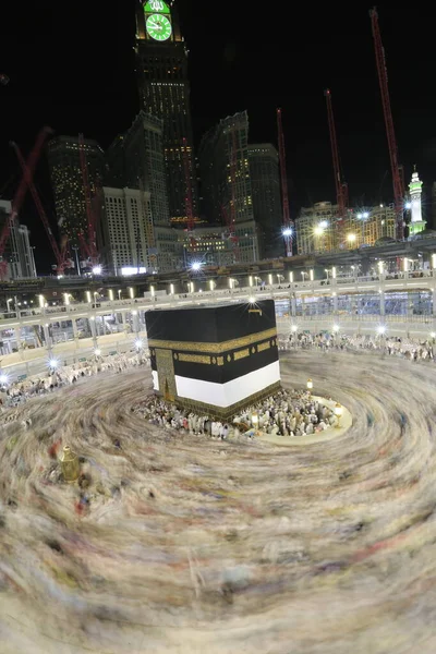 Crowd People Making Tawaf Holy Kaaba Makkah Umra Hajj View — Stok fotoğraf