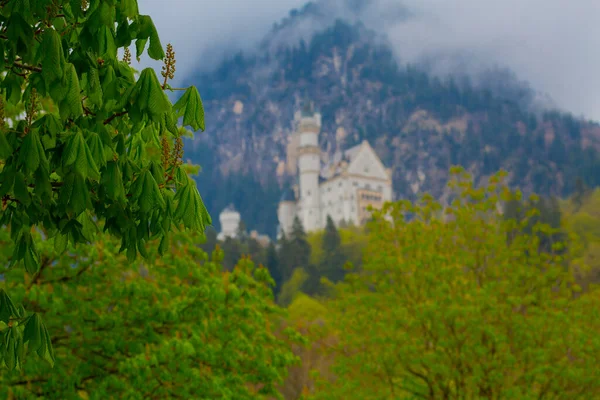 Krásný Výhled Světoznámý Zámek Neuschwanstein Románský Palác Devatenáctého Století Postavený — Stock fotografie