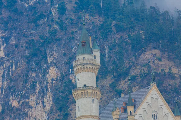 Piękny Widok Słynny Całym Świecie Zamek Neuschwanstein Xix Wieczny Romański — Zdjęcie stockowe