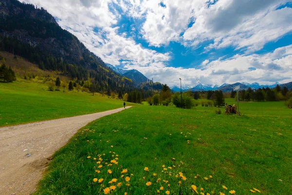 Όμορφη Θέα Του Παγκοσμίου Φήμης Κάστρου Neuschwanstein Παλάτι Romanesque Revival — Φωτογραφία Αρχείου