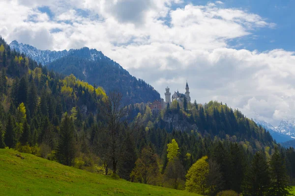 Όμορφη Θέα Του Παγκοσμίου Φήμης Κάστρου Neuschwanstein Παλάτι Romanesque Revival — Φωτογραφία Αρχείου