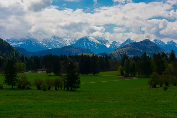 Schöne Aussicht Auf Das Weltberühmte Schloss Neuschwanstein Das Romanische Renaissance — Stockfoto