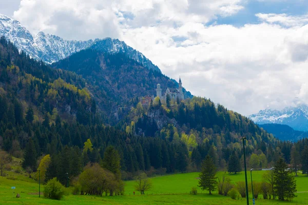 Όμορφη Θέα Του Παγκοσμίου Φήμης Κάστρου Neuschwanstein Παλάτι Romanesque Revival — Φωτογραφία Αρχείου