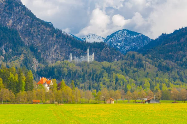 Vacker Utsikt Över Världsberömda Neuschwanstein Slott Det Nittonde Talet Romanska — Stockfoto