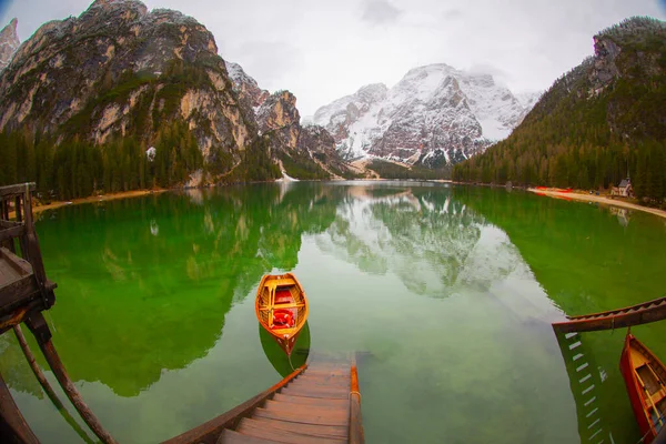 Lake Braies Dolomites Alps Italy — Stock Photo, Image