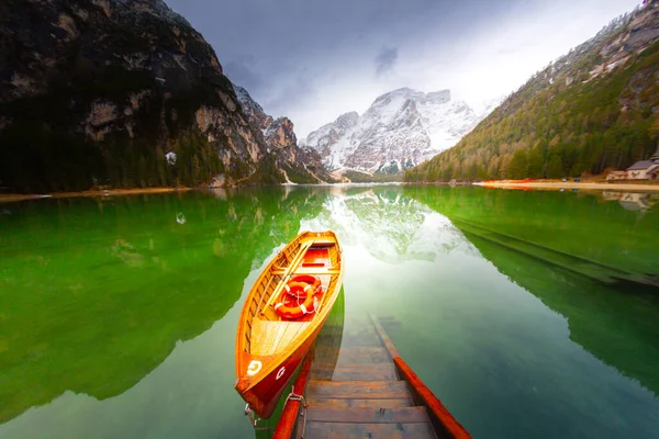 Lake Braies Dolomites Alps Italy — Stock Photo, Image