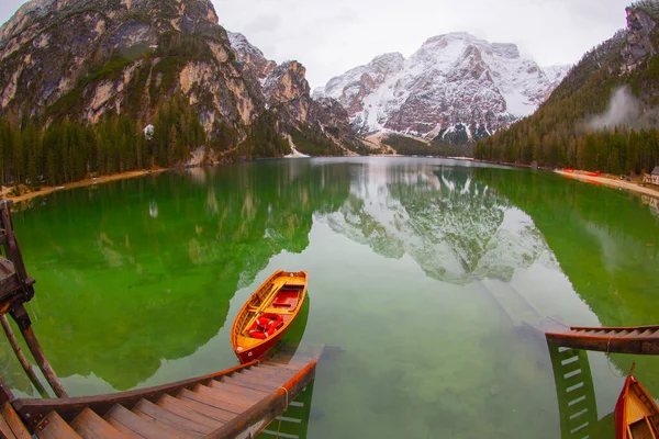 Lake Braies Dolomites Alps Italy — Stock Photo, Image