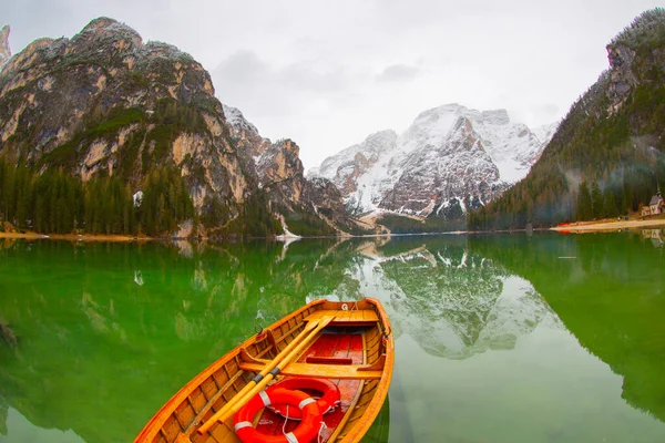 Magnificent Lake Braies Dolomites Alps Italy — Stock Photo, Image