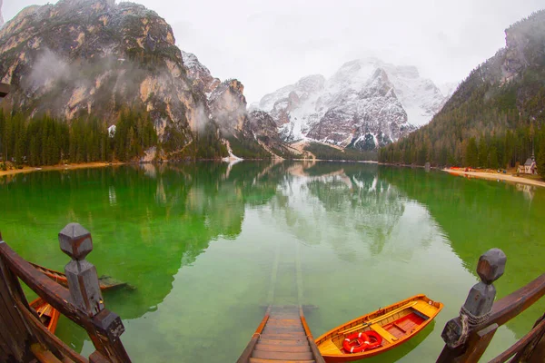 Magnificent Lake Braies Dolomites Alps Italy — Stock Photo, Image