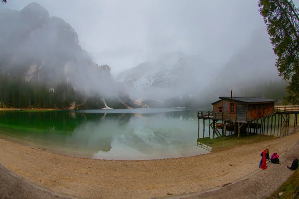 Magnífico Lago Braies Los Alpes Dolomitas Italia — Foto de Stock
