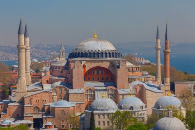 Havadan Ayasofya ve Sultanahmet Meydanı ve güzel lale çiçekleri