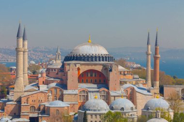 Havadan Ayasofya ve Sultanahmet Meydanı ve güzel lale çiçekleri