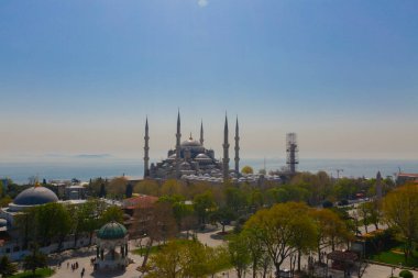 Havadan Ayasofya ve Sultanahmet Meydanı ve güzel lale çiçekleri