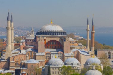 Havadan Ayasofya ve Sultanahmet Meydanı ve güzel lale çiçekleri