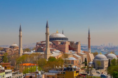 Havadan Ayasofya ve Sultanahmet Meydanı ve güzel lale çiçekleri