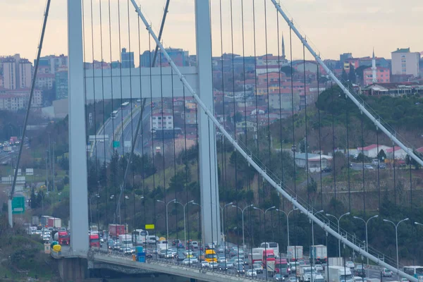 Tráfico Urbano Puente Del Bósforo —  Fotos de Stock