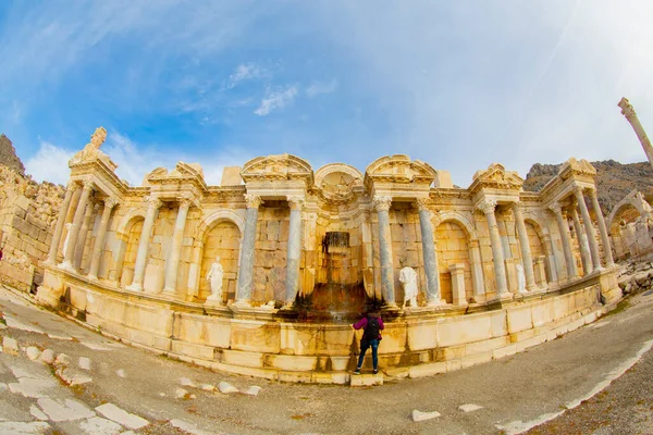 Antoninler Fontána Historická Fontána Nachází Starobylém Městě Sagalassos Okrese Alasun — Stock fotografie