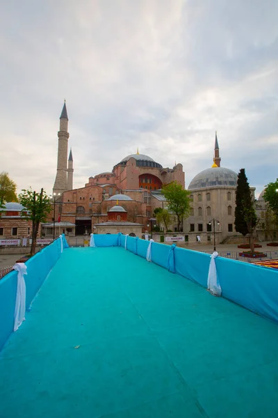 Blue Mosque Sultanahmet Mosque Hagia Sophia Yellow Tulips Istanbul Turkey — 图库照片