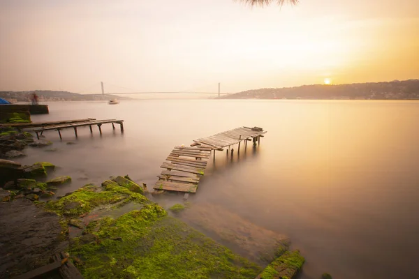 Istanbul Bosporus Brücke Märtyrerbrücke Vom Juli Langzeitaufnahme — Stockfoto