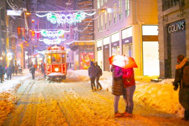 Galata Kulesi ve Taksim Meydanı Kış manzarası