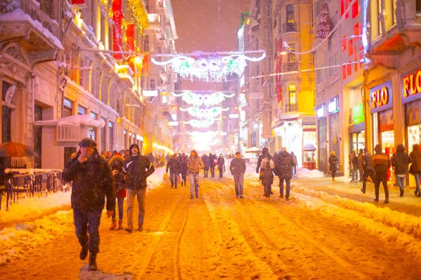 Galata Kulesi Taksim Meydanı Kış Manzarası — Stok fotoğraf