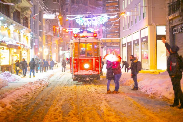 Galata Kulesi Taksim Meydanı Kış Manzarası — Stok fotoğraf