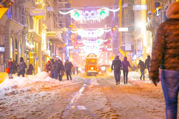 Galata Kulesi Taksim Meydanı Kış Manzarası — Stok fotoğraf