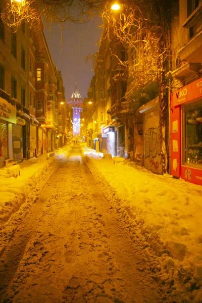 Torre Galata Plaza Taksim Vistas Invierno —  Fotos de Stock