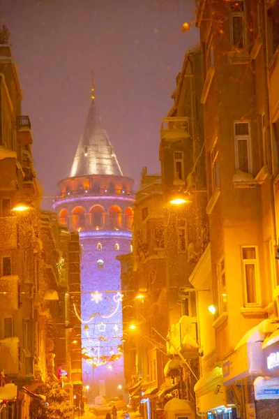 Galata Tower Taksim Square Zimní Výhledy — Stock fotografie