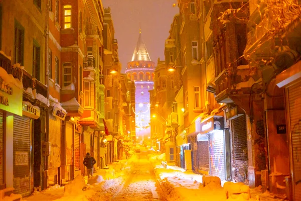Torre Galata Plaza Taksim Vistas Invierno — Foto de Stock