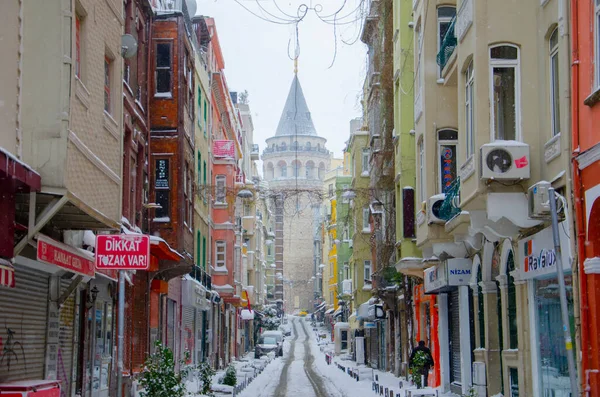 Télen Galata Torony — Stock Fotó