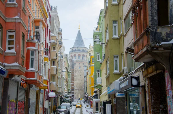 Télen Galata Torony — Stock Fotó