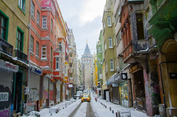 Télen Galata Torony — Stock Fotó