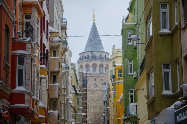 Galata Turm Winter — Stockfoto