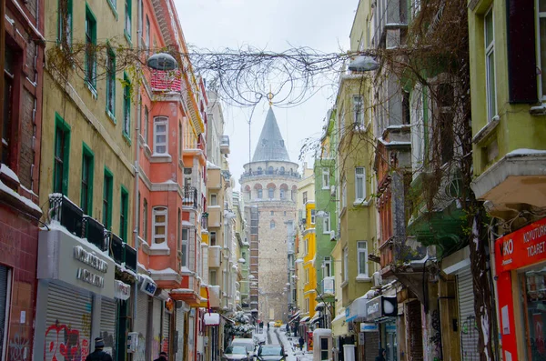 Télen Galata Torony — Stock Fotó