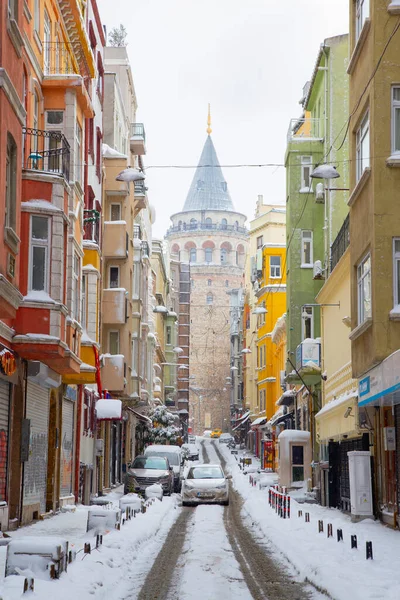 Galata Tower Musim Dingin — Stok Foto