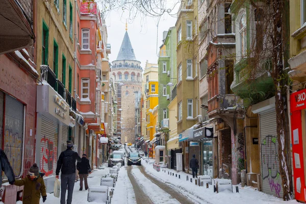 Télen Galata Torony — Stock Fotó